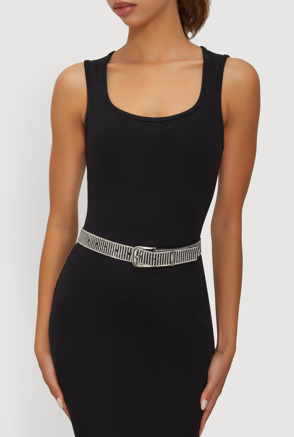 Striped Rhinestone Studded Belt