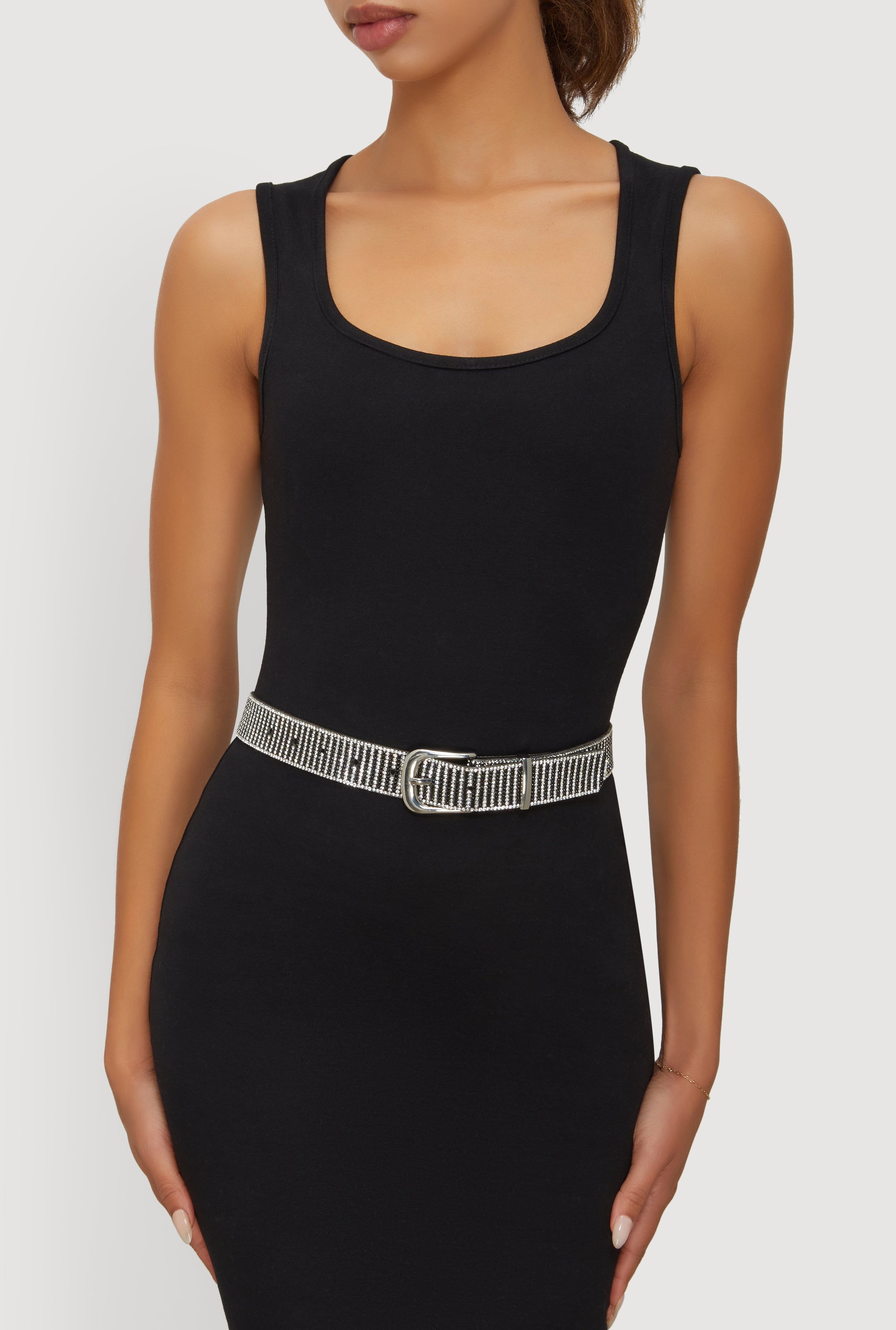 Striped Rhinestone Studded Belt