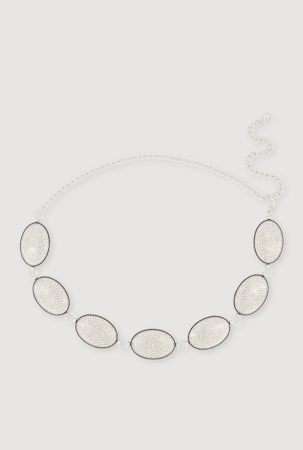 Plus Size Rhinestone Oval Link Chain Belt
