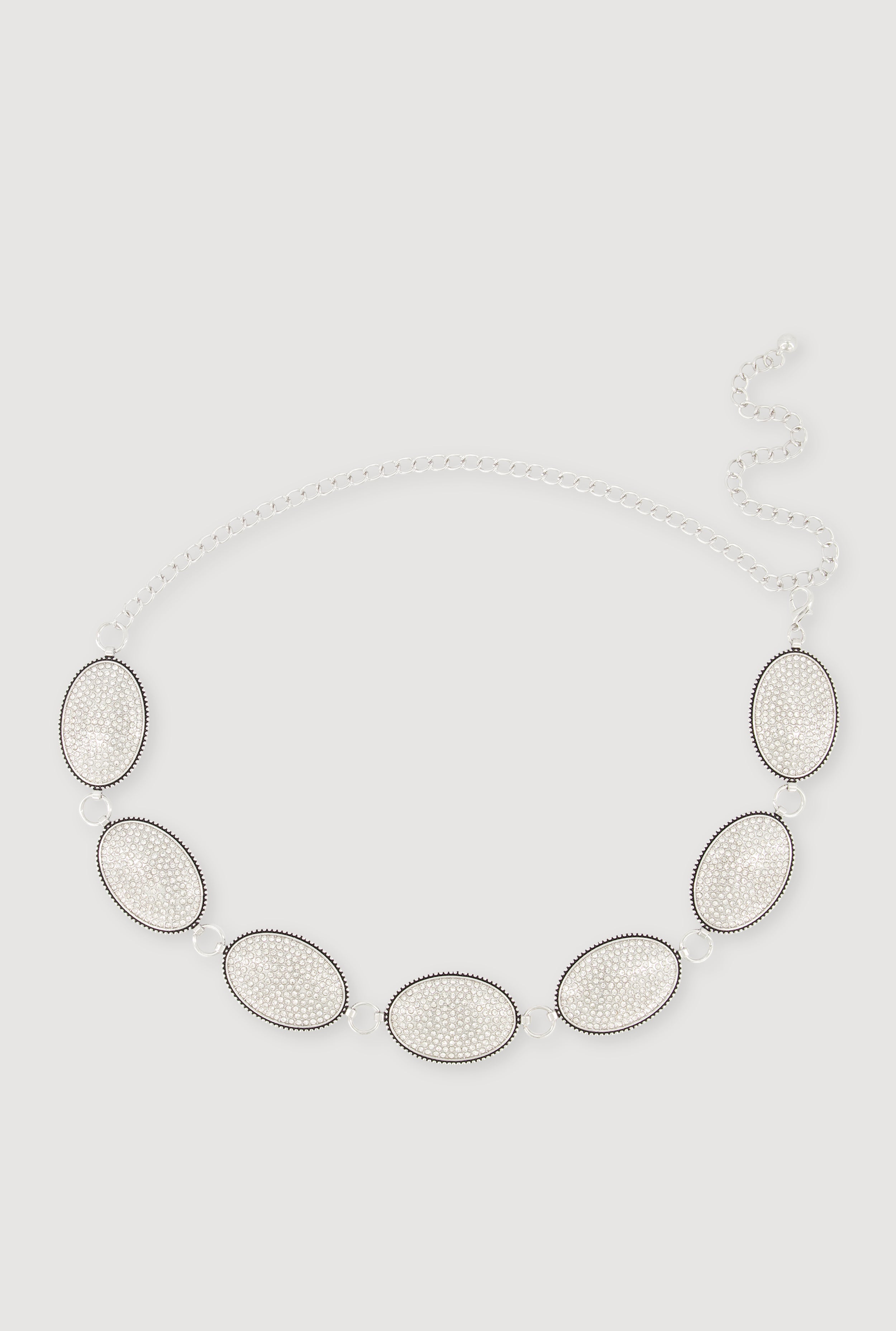 Plus Size Rhinestone Oval Link Chain Belt