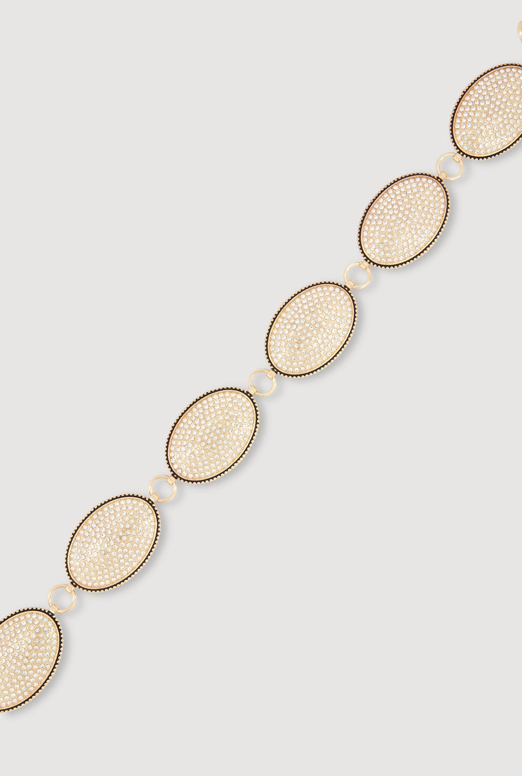 Plus Size Rhinestone Oval Link Chain Belt