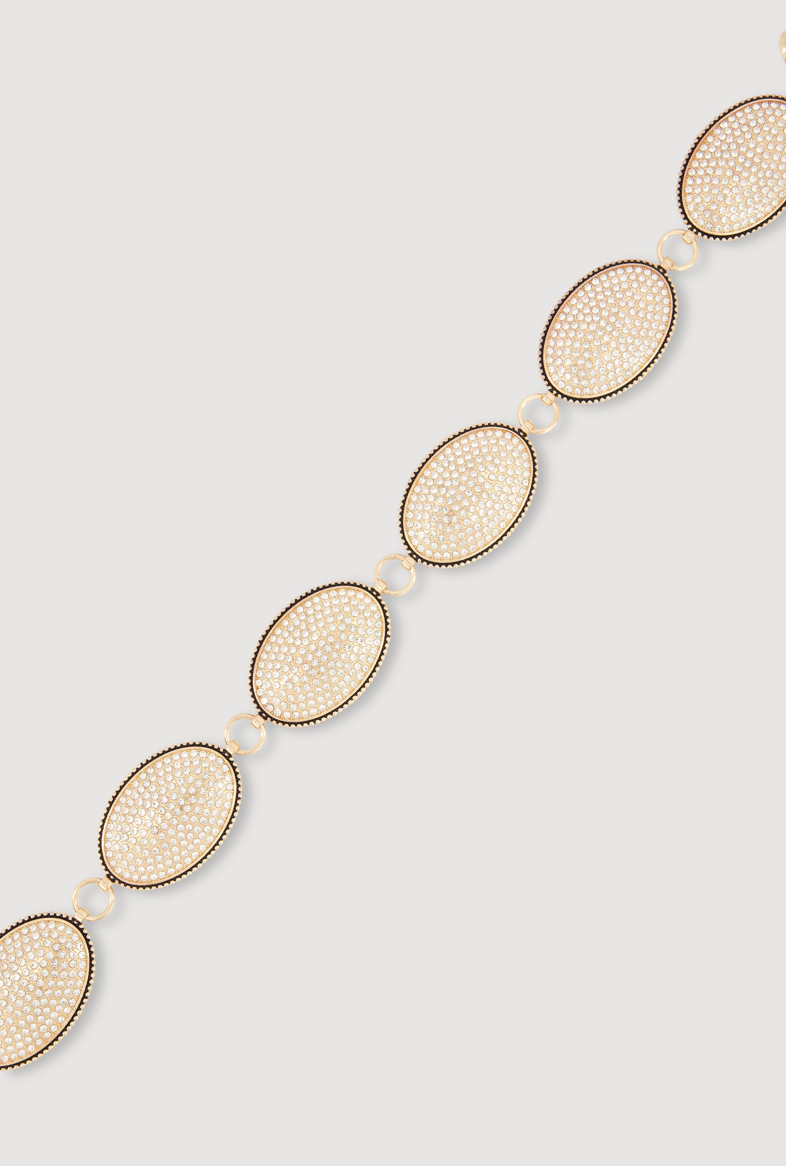 Plus Size Rhinestone Oval Link Chain Belt