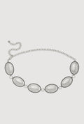 Metallic Rhinestone Studded Oval Chain Belt