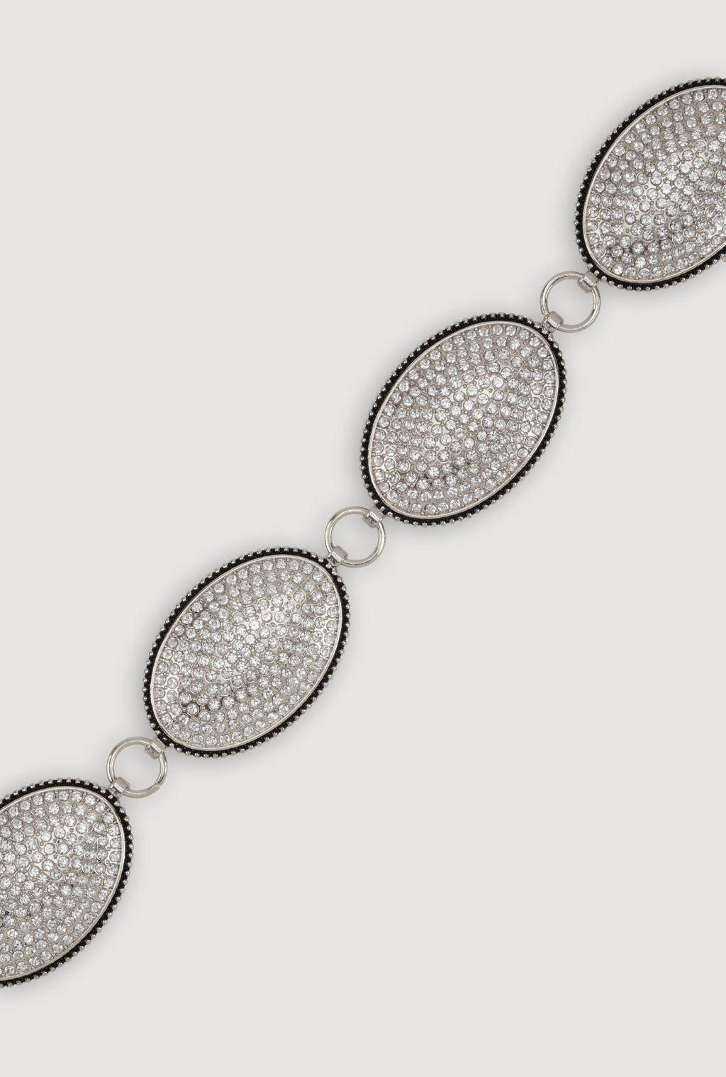 Metallic Rhinestone Studded Oval Chain Belt