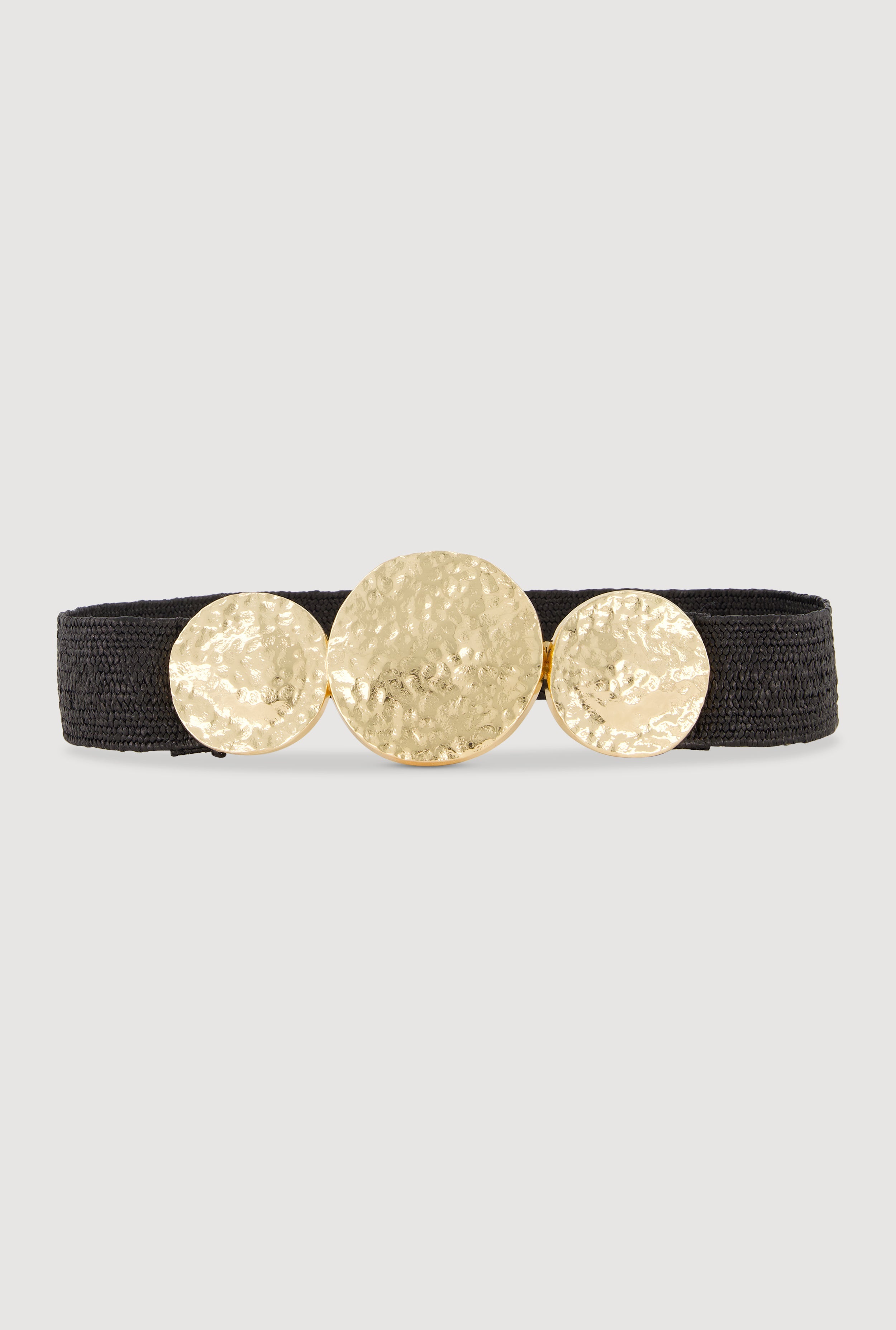 Hammered Metallic Medallion Stretch Waist Belt