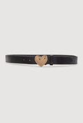 Metallic Heart Buckle Faux Leather Belt