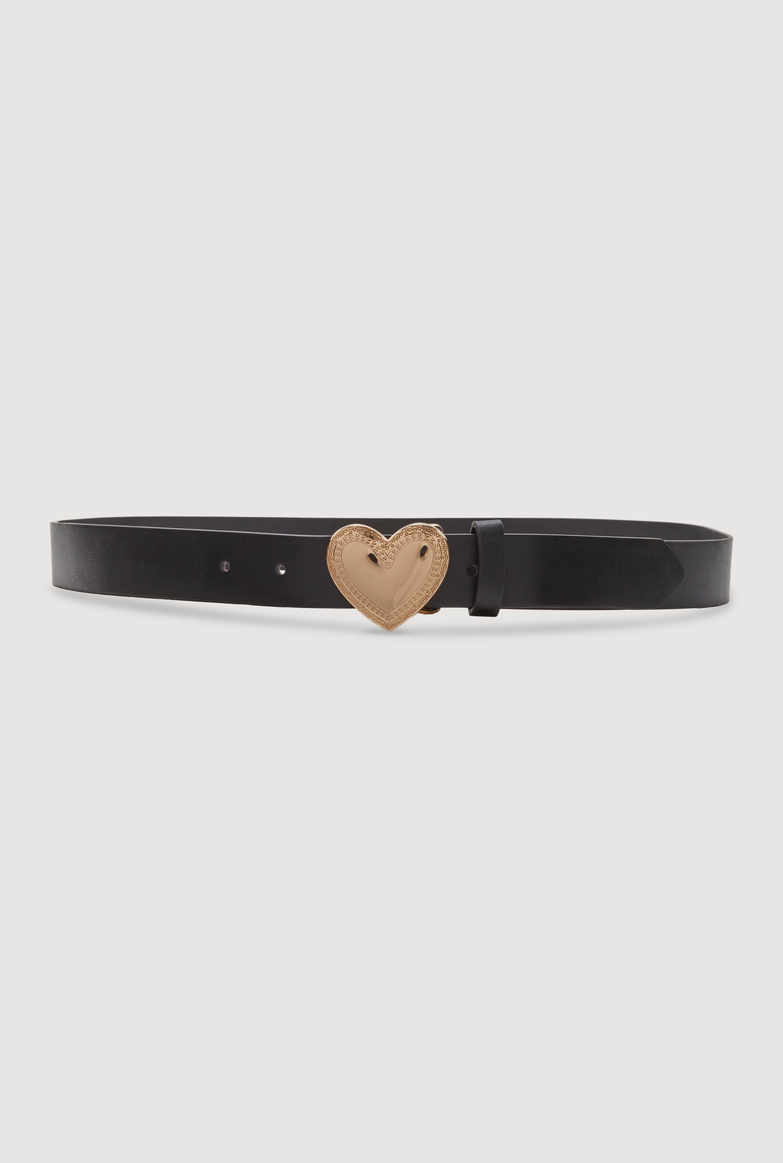 Metallic Heart Buckle Faux Leather Belt