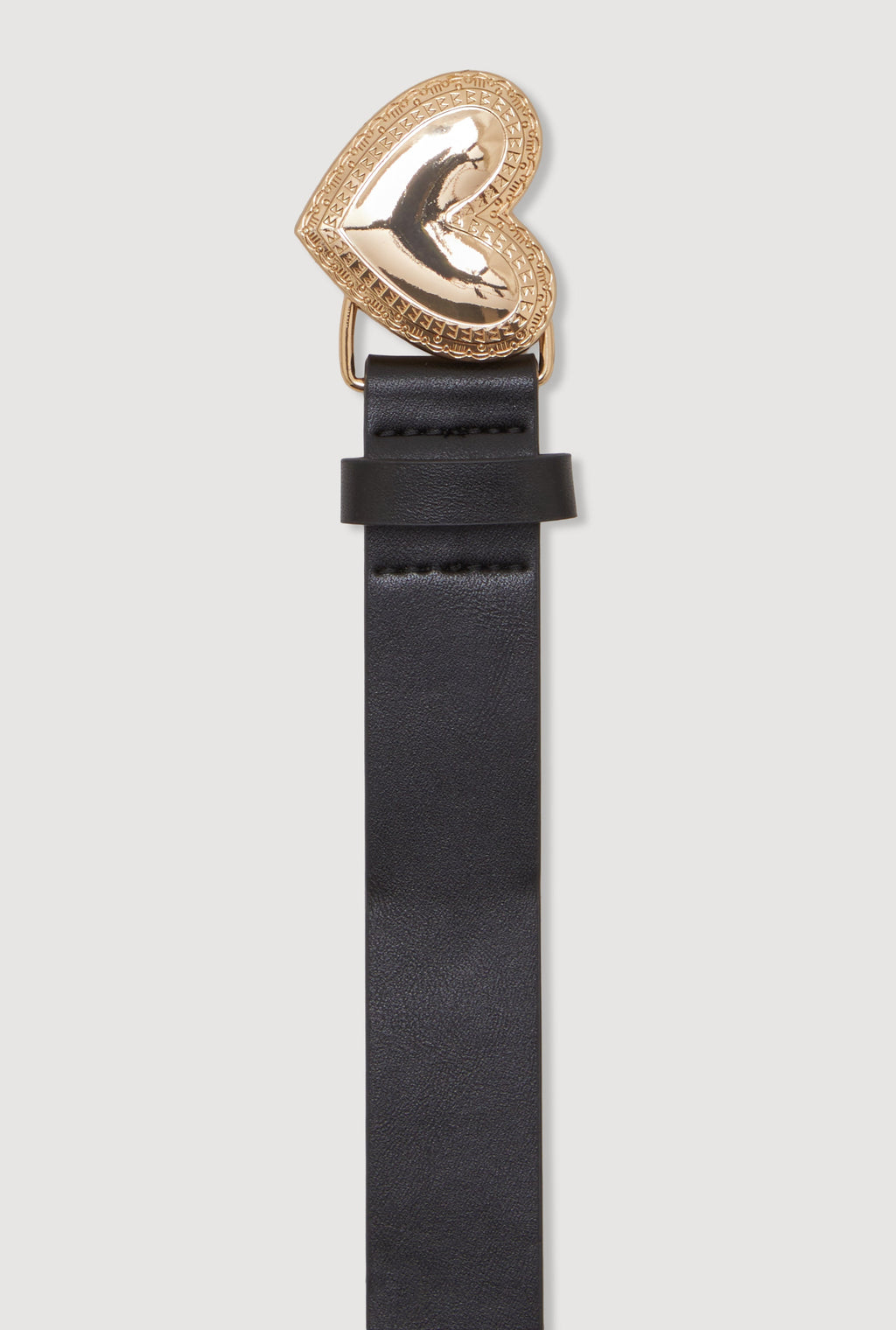 Metallic Heart Buckle Faux Leather Belt