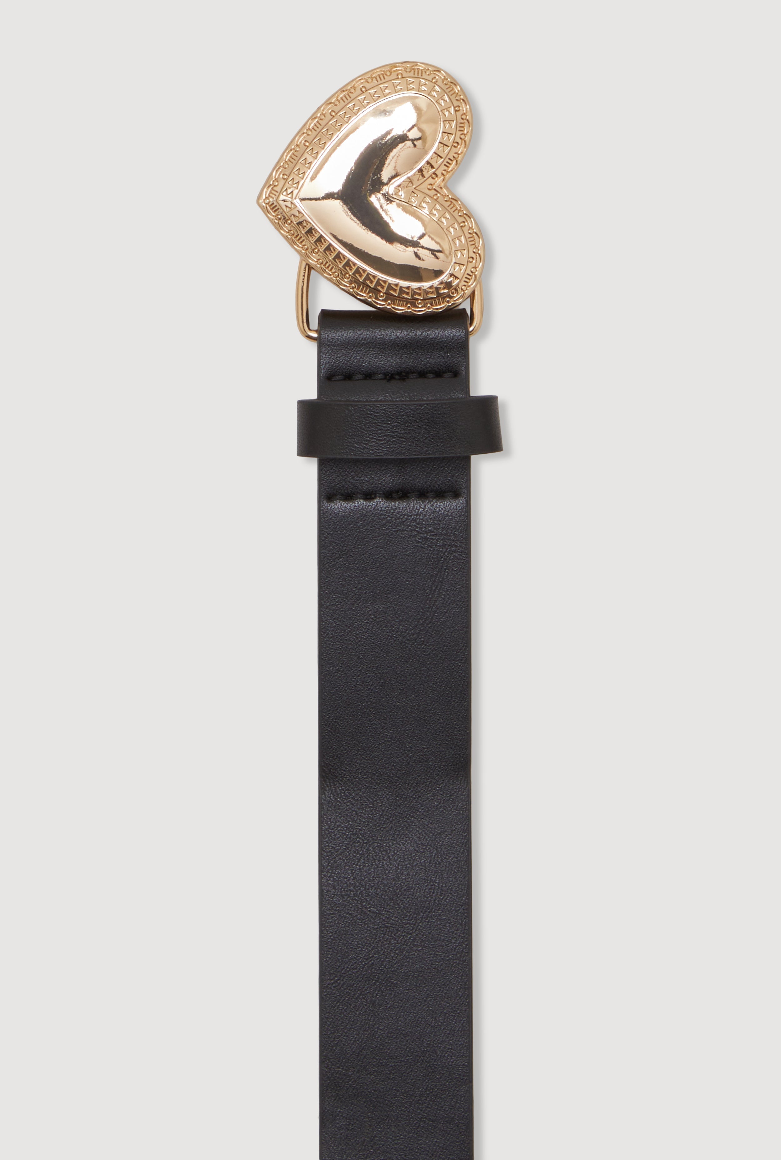 Metallic Heart Buckle Faux Leather Belt