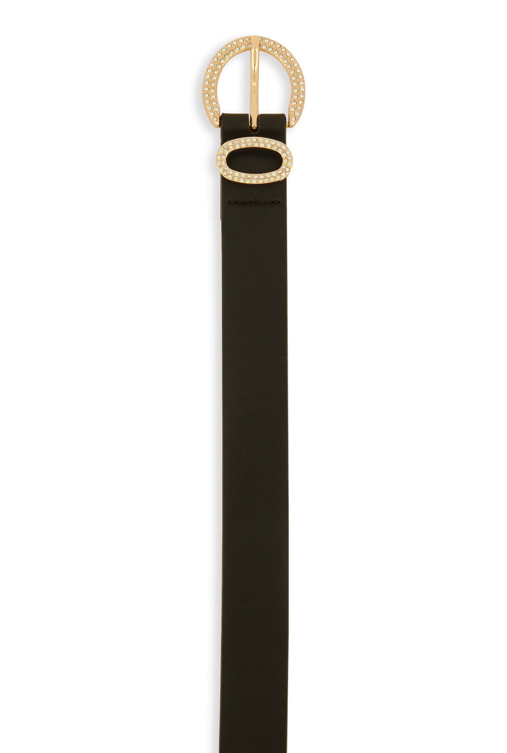 Rhinestone Studded Buckle Faux Leather Belt