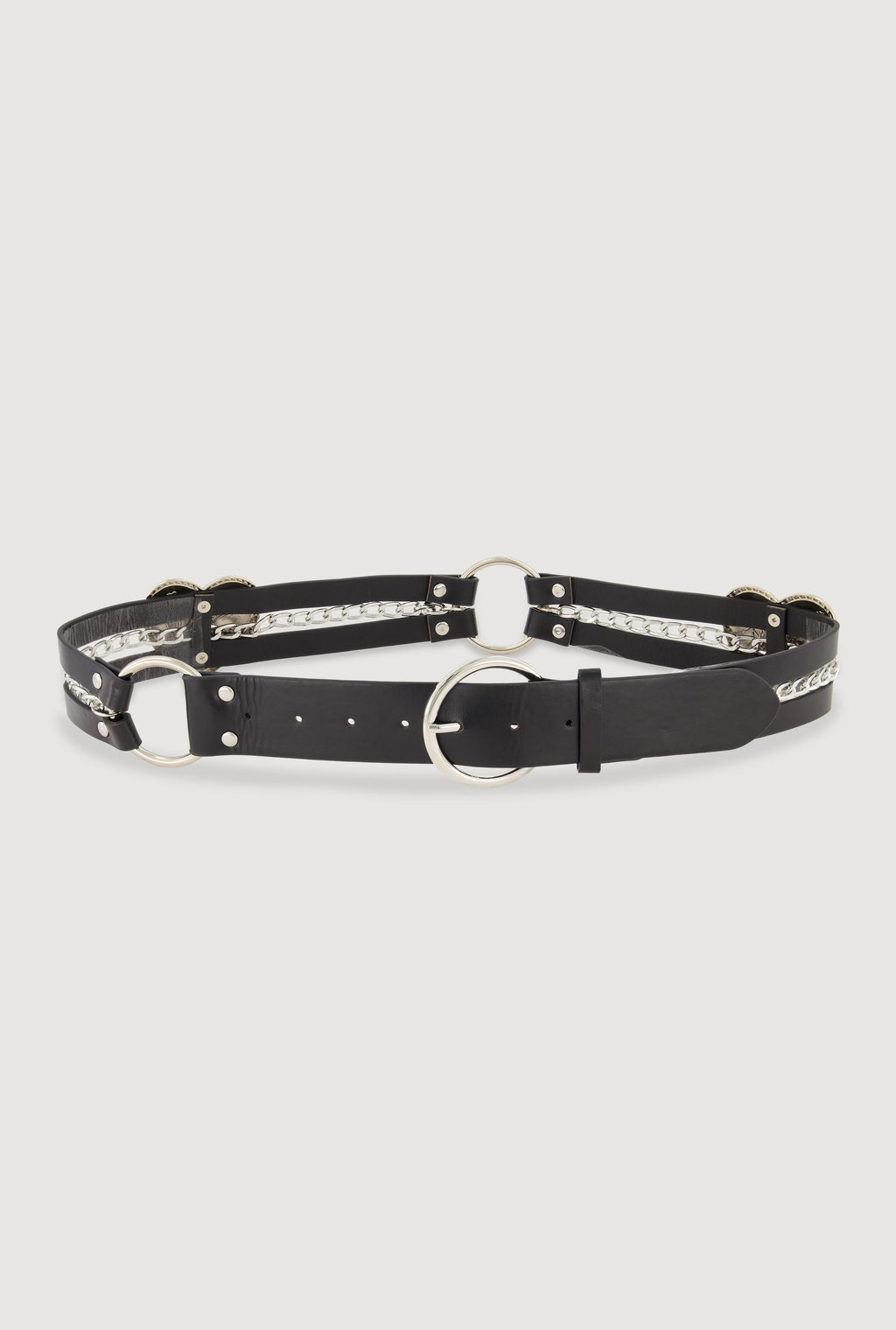 Metallic Heart Faux Leather Belt with Chains