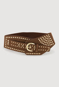 Studded Faux Suede Stretch Belt