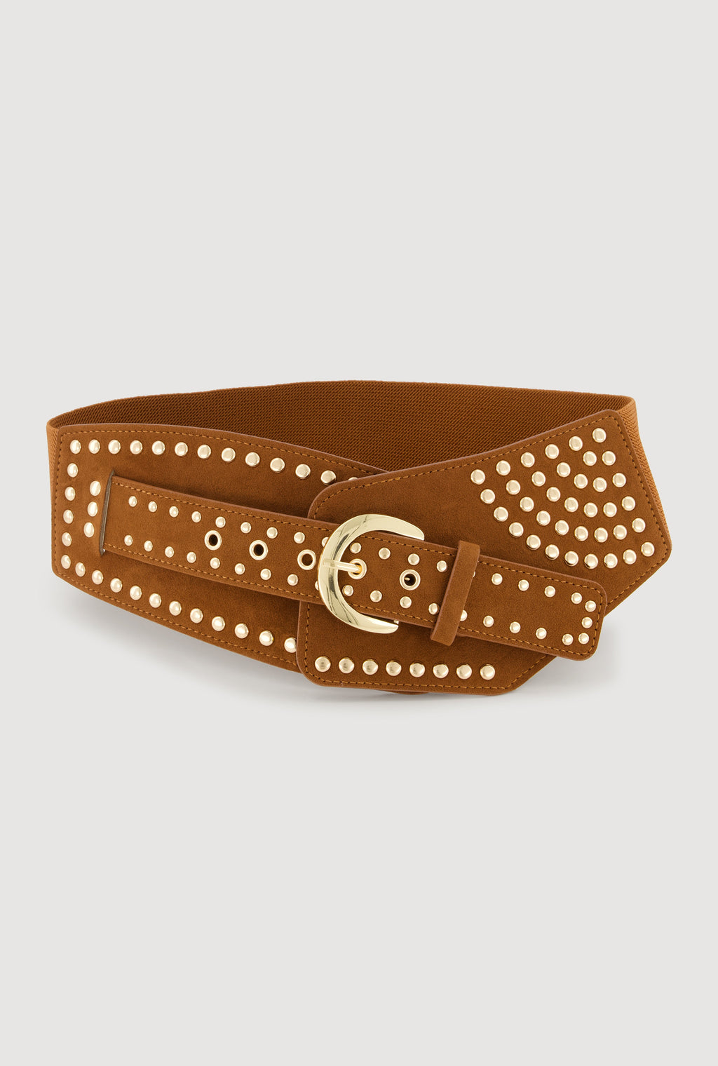 Studded Faux Suede Stretch Belt