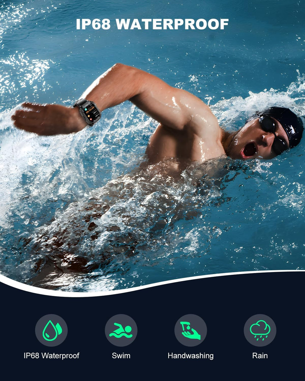 Military Smart Watches for Men IP68