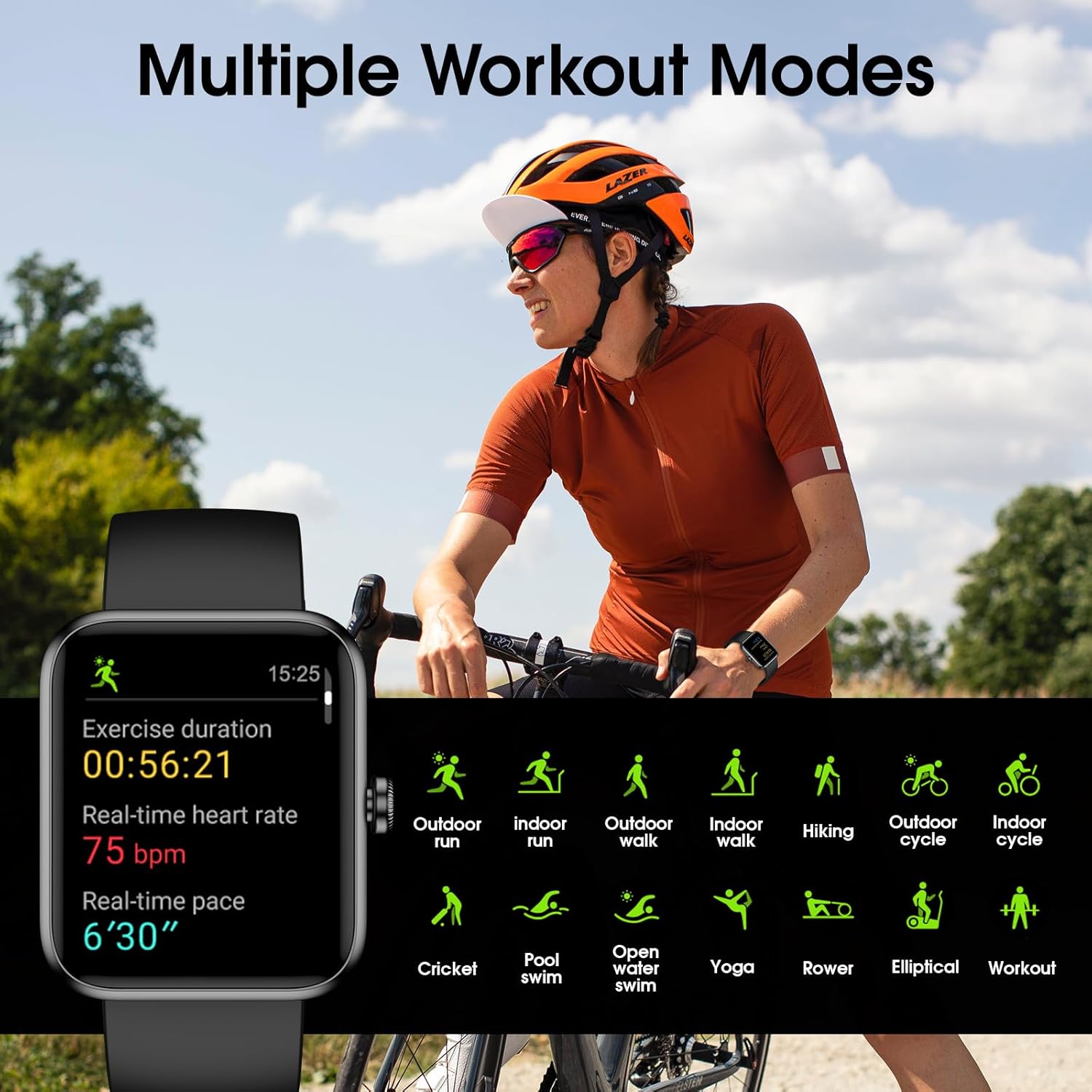 Smart Watch, Fitness Tracker with Touchscreen, Heart Rate Monitor, Blood Oxygen, Sleep Tracking Fitness Watch 5ATM Waterproof Smartwatch for Women Men Pedometer Step Calories for Android iOS
