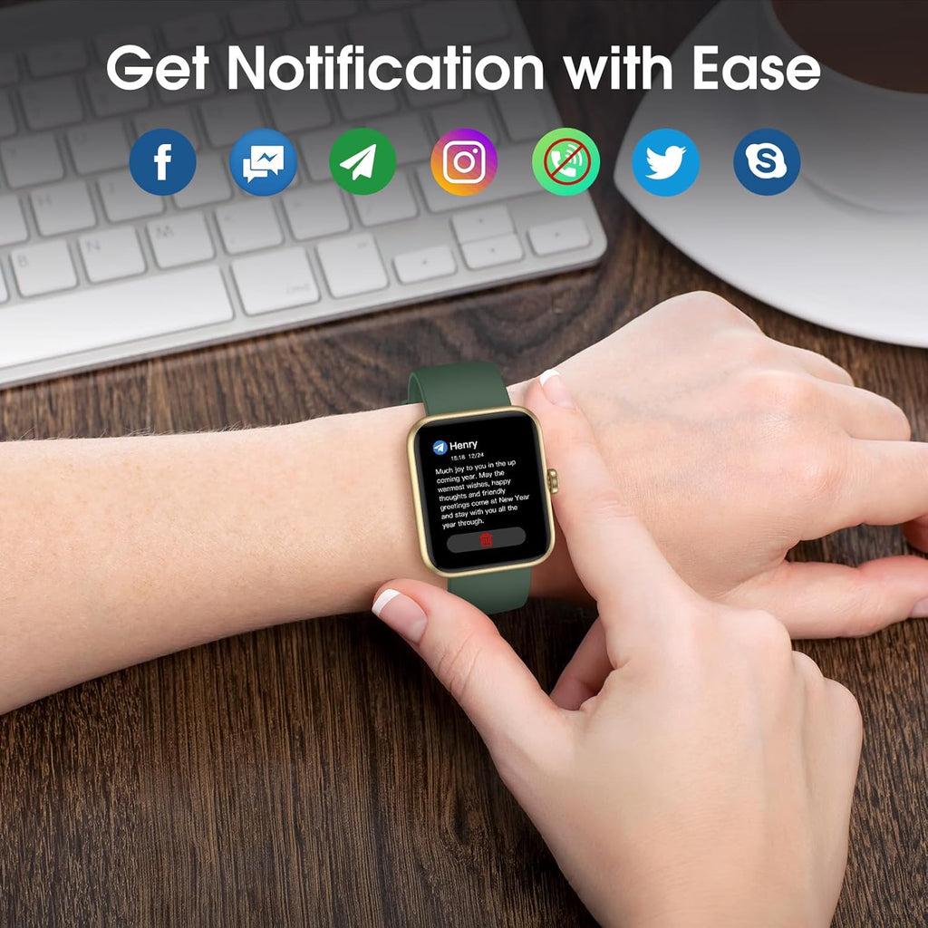 Smart Watch, Fitness Tracker with Touchscreen, Heart Rate Monitor, Blood Oxygen, Sleep Tracking Fitness Watch 5ATM Waterproof Smartwatch for Women Men Pedometer Step Calories for Android iOS