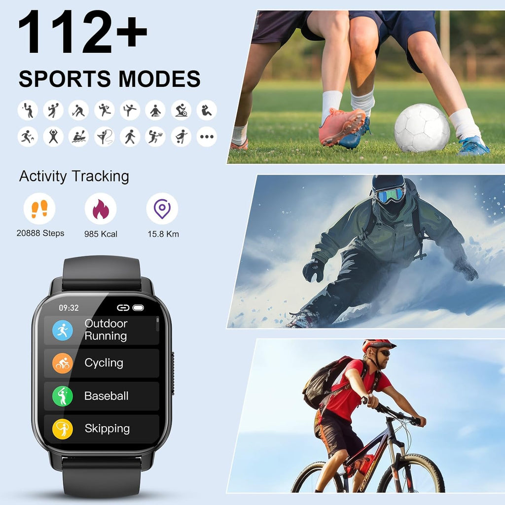 Smart Watch for Men/Women with Bluetooth Call/Message Reminder, 1.85" HD Fitness Watch with 112+ Sport Mode, Activity Tracker Heart Rate/Sleep/Spo2/Steps/Calories Monitor, Smartwatch for Android/iOS