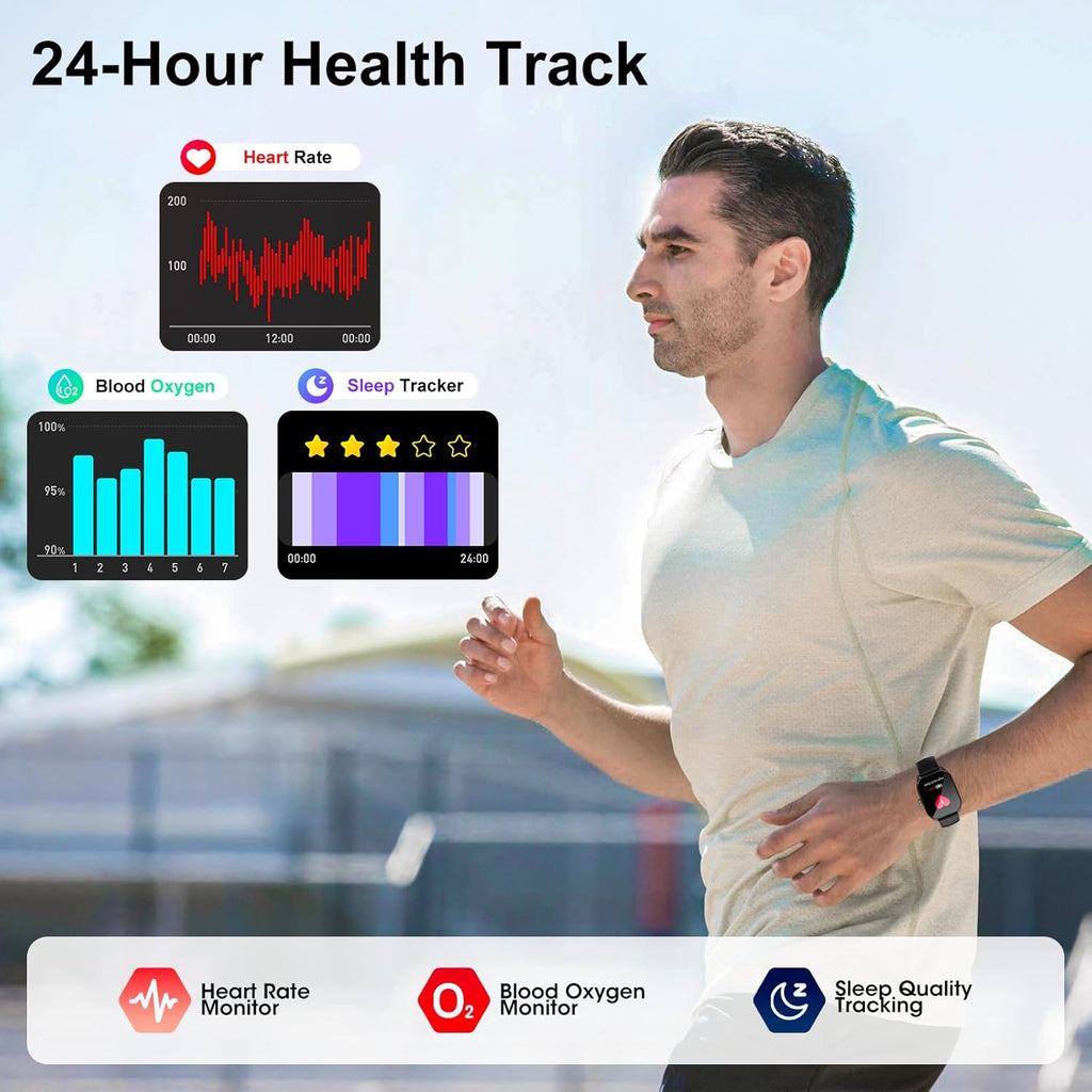 Smart Watch for Men(Answer/Make Call), 2.01" Smartwatch with Heart Rate/Sleep Monitor, Fitness Tracker with 120+ Sports Modes IP68 Waterproof Fitness Watch for Android iOS