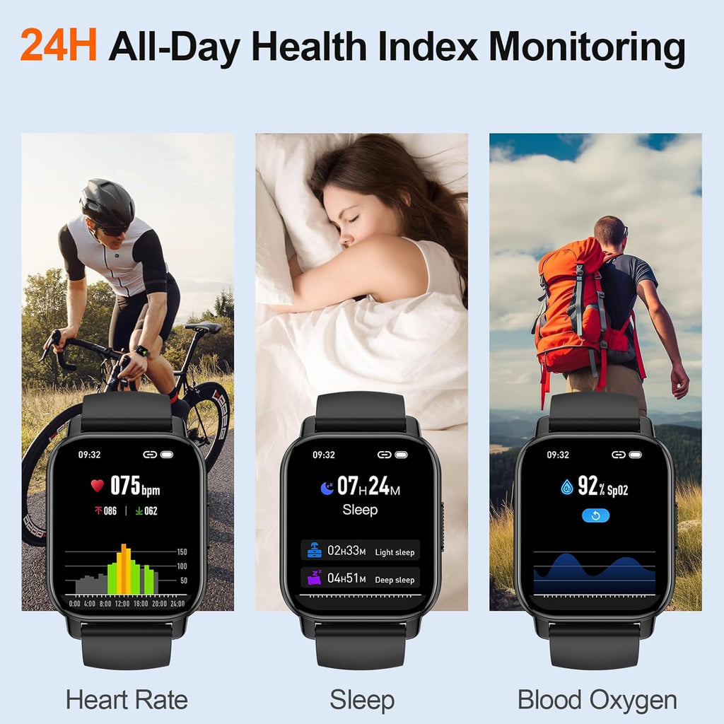 Smart Watch for Men/Women with Bluetooth Call/Message Reminder, 1.85" HD Fitness Watch with 112+ Sport Mode, Activity Tracker Heart Rate/Sleep/Spo2/Steps/Calories Monitor, Smartwatch for Android/iOS