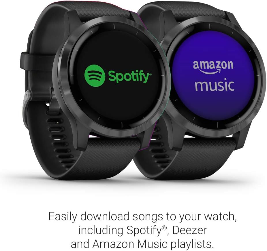 GPS Smartwatch, Features Music, Body Energy Monitoring, Animated Workouts, Pulse Ox Sensors and More, Black