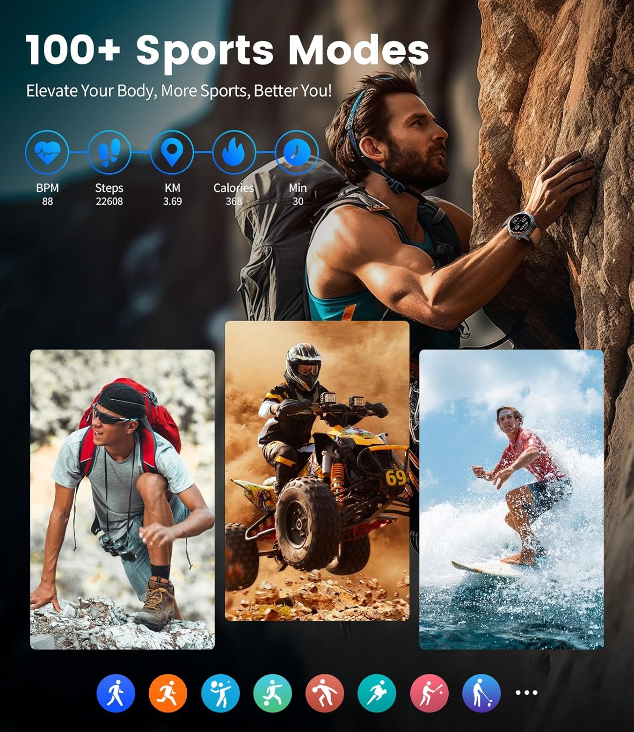 LIGE Smart Watches for Men (Answer/Make Call) , Fitness Tracker with 120+Sports Modes, Military Smart watch for iOS Android, 1.46"AMOLED Always-on Display 460mAh Large Capacity Battery/5ATM/Heart Rate