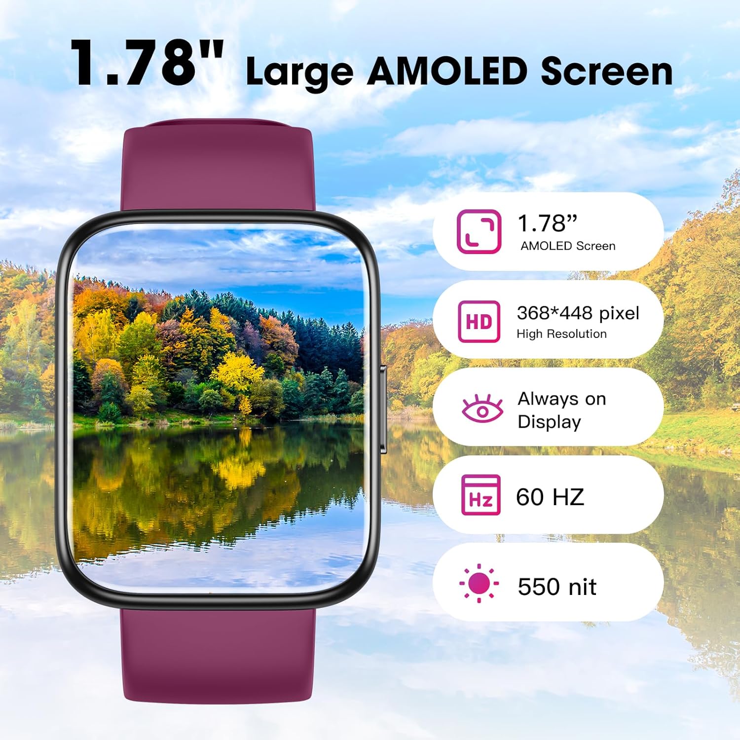Smart Watch, Fitness Tracker with Touchscreen, Heart Rate Monitor, Blood Oxygen, Sleep Tracking Fitness Watch 5ATM Waterproof Smartwatch for Women Men Pedometer Step Calories for Android iOS