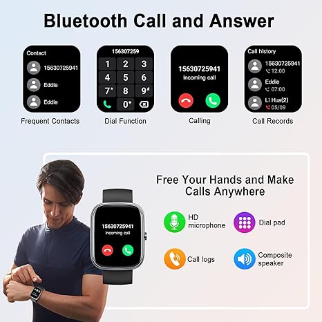 Smart Watch for Men Women (Answer/Make Call), 2024 HD 1.91"Smartwatch Fitness Activity Tracker, 110+ Sports IP68 Waterproof, Heart Rate/Sleep Monitor/Pedometer/Calories, Fitness Watch for Android iOS Visit the uaue Store