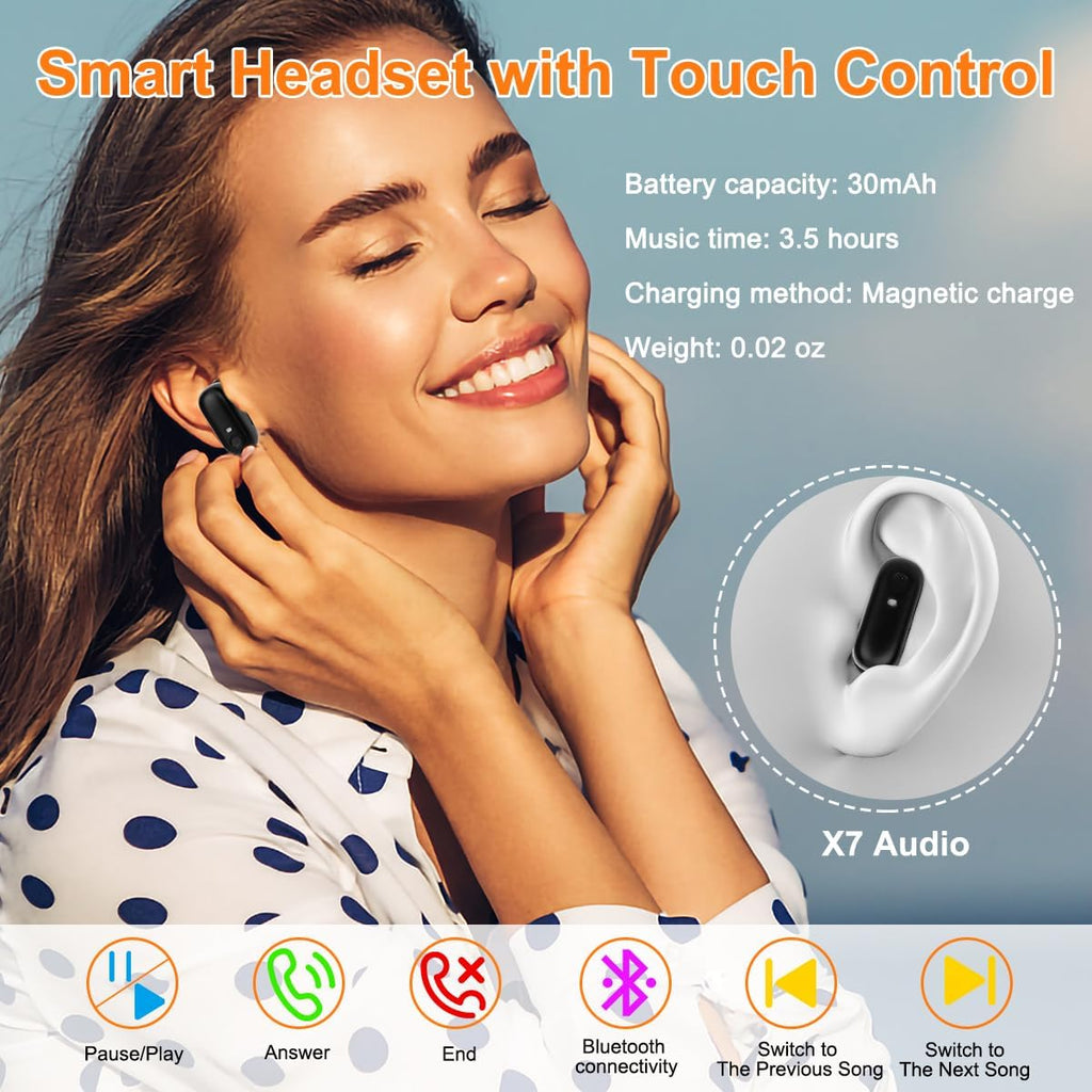 Smart Watch with Earbuds, 1.32 Inch Round Fitness Watch X7, 2 in 1 Bluetooth Watch with Step,Calories,Sleep Monitor,Heart Rate Blood Pressu-re Monitor for iOS & Android