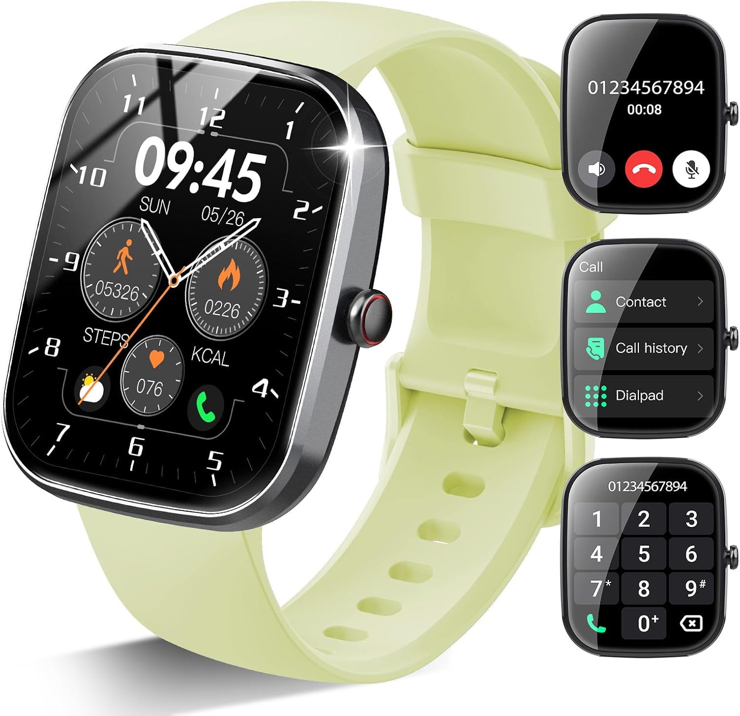 Smart Watch, 1.91" HD Screen Smartwatch for Men Women(Answer/Make Call), Fitness Watch with Heart Rate/Sleep Monitor/Steps Monitor, 110+ Sports Modes, IP68 Waterproof Activity Trackers Grass Green