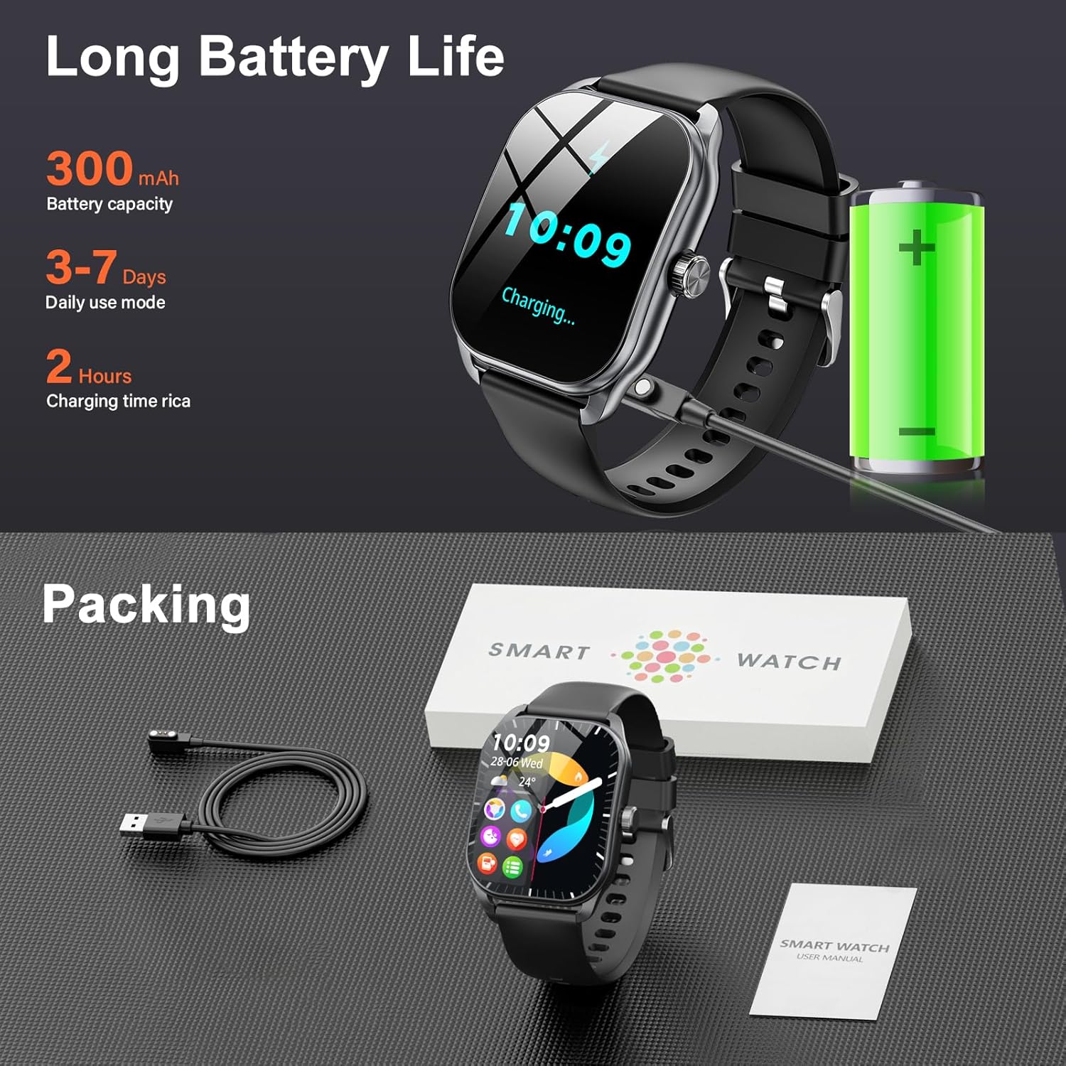 Smart Watch for Men(Answer/Make Call), 2.01" Smartwatch with Heart Rate/Sleep Monitor, Fitness Tracker with 120+ Sports Modes IP68 Waterproof Fitness Watch for Android iOS