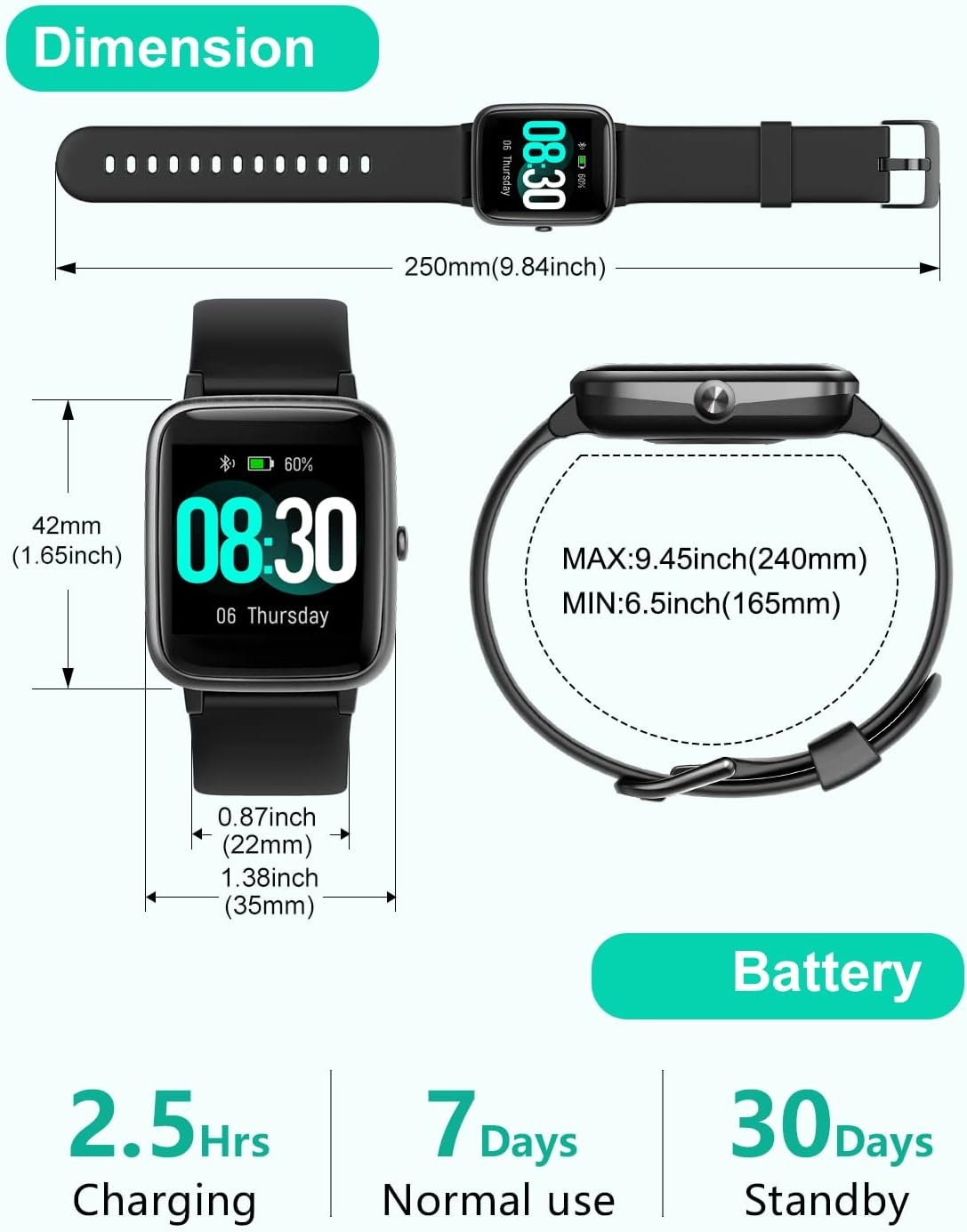GRV Smart Watch for iOS and Android Phones (Answer/Make Calls)