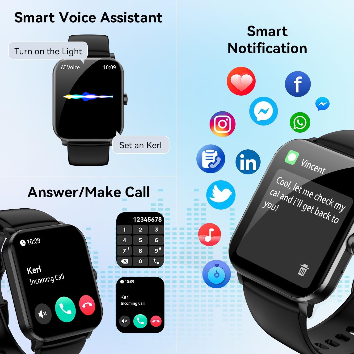 Smart Watch, 1.85" Smartwatch for Men Women (Answer/Make Call)