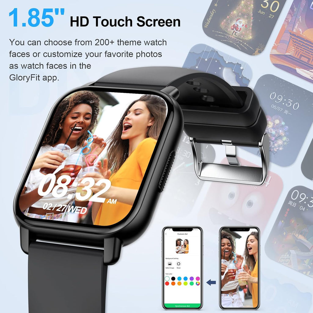 Smart Watch for Men/Women with Bluetooth Call/Message Reminder, 1.85" HD Fitness Watch with 112+ Sport Mode, Activity Tracker Heart Rate/Sleep/Spo2/Steps/Calories Monitor, Smartwatch for Android/iOS