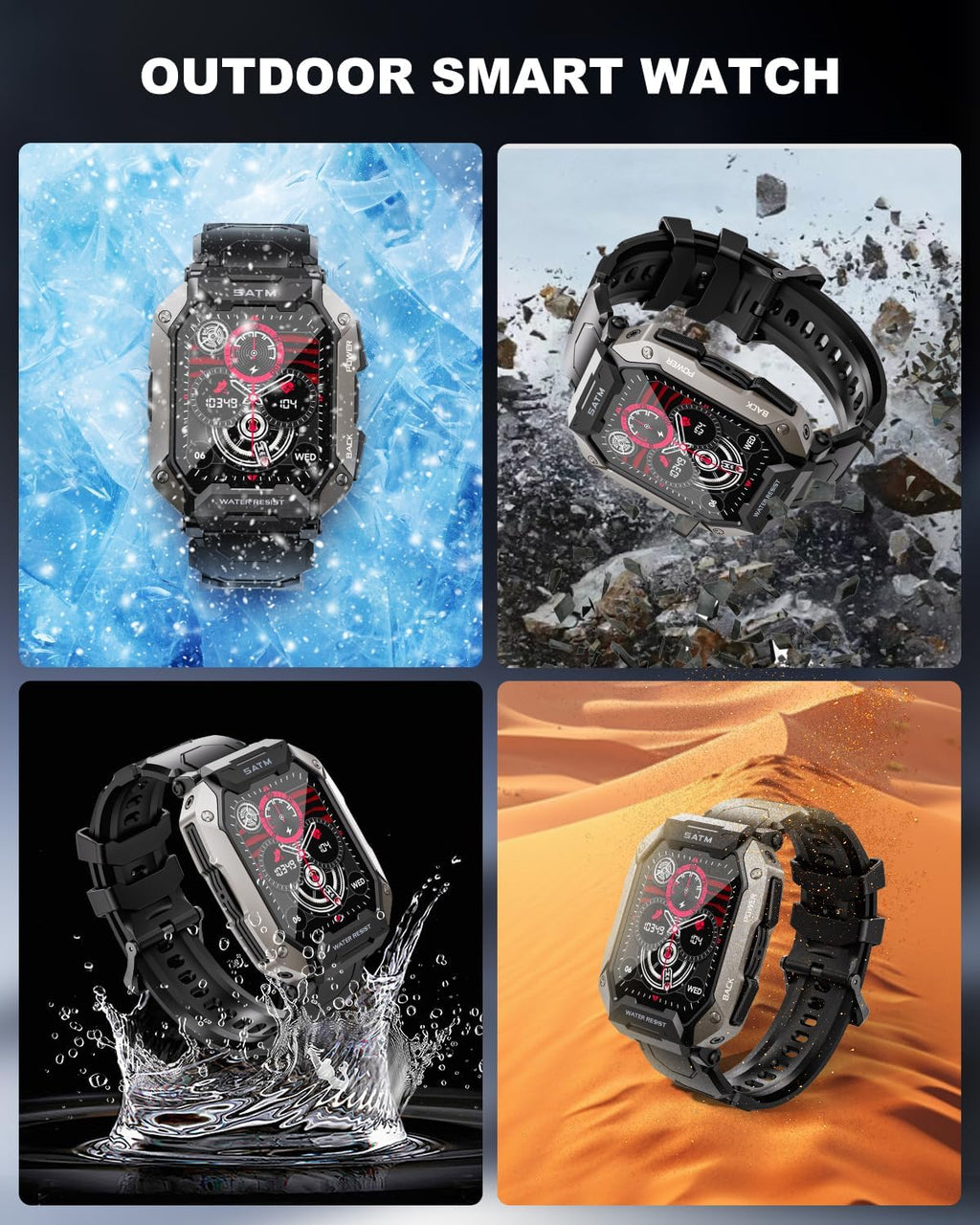 Military Smart Watches for Men IP68