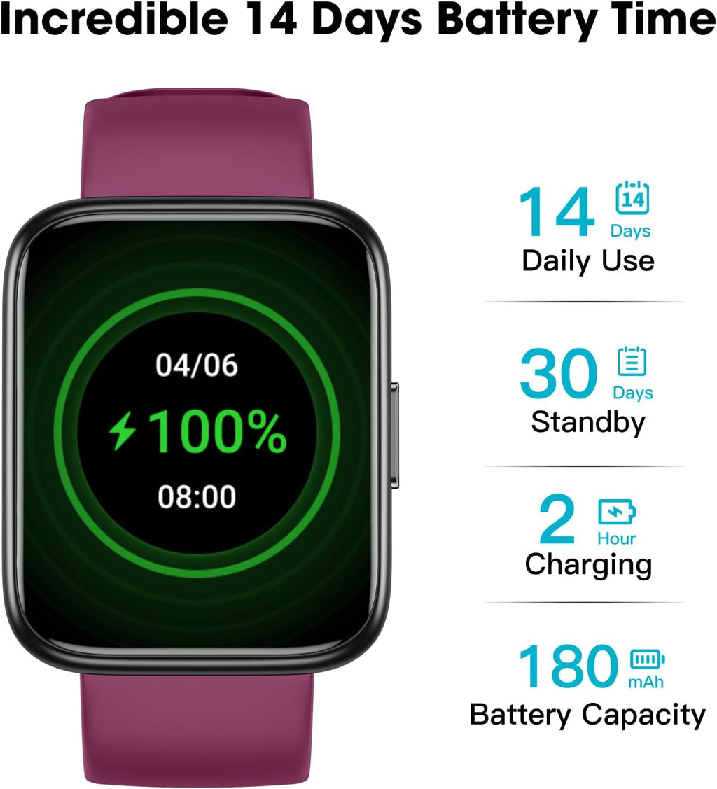 Smart Watch, Fitness Tracker with Touchscreen, Heart Rate Monitor, Blood Oxygen, Sleep Tracking Fitness Watch 5ATM Waterproof Smartwatch for Women Men Pedometer Step Calories for Android iOS