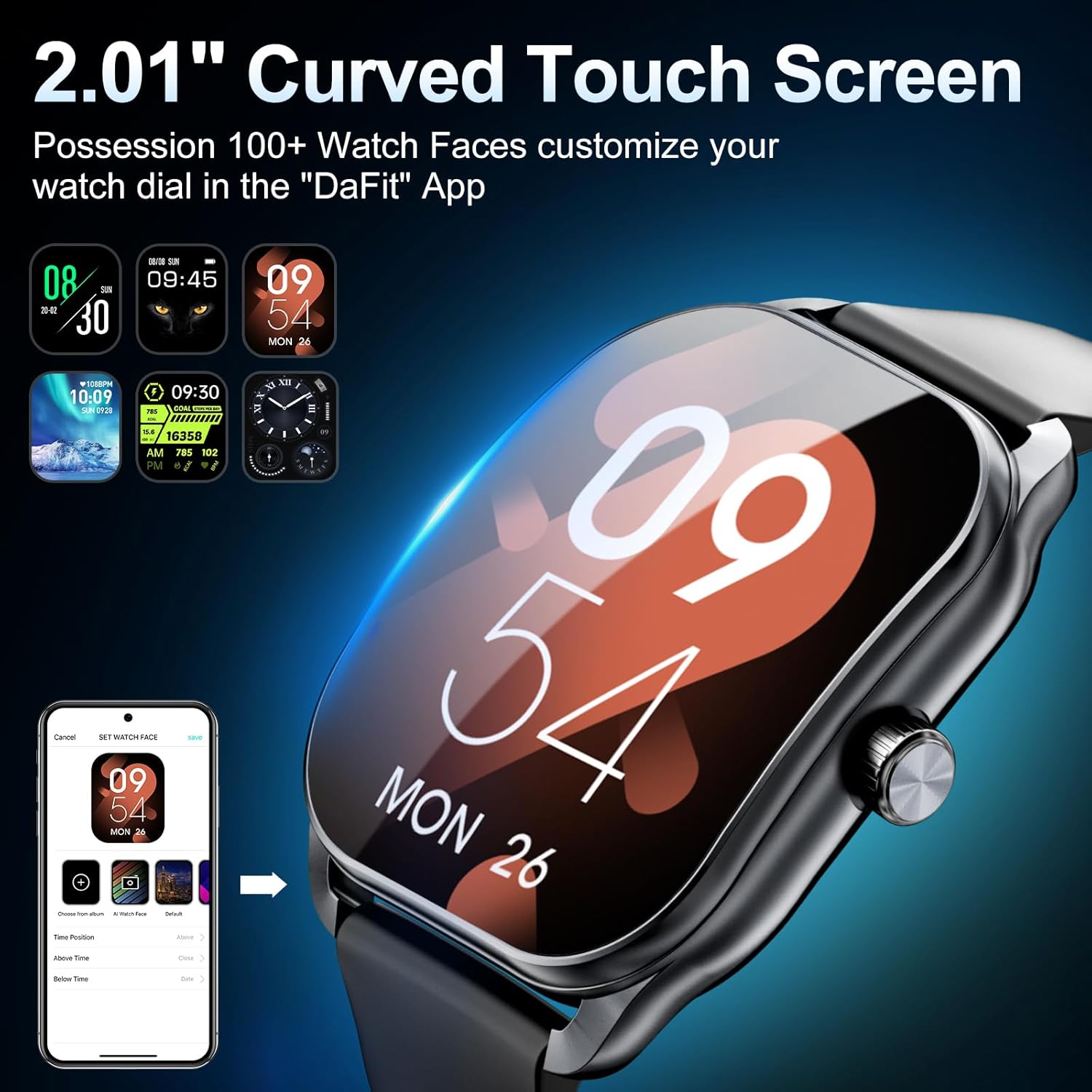Smart Watch for Men(Answer/Make Call), 2.01" Smartwatch with Heart Rate/Sleep Monitor, Fitness Tracker with 120+ Sports Modes IP68 Waterproof Fitness Watch for Android iOS