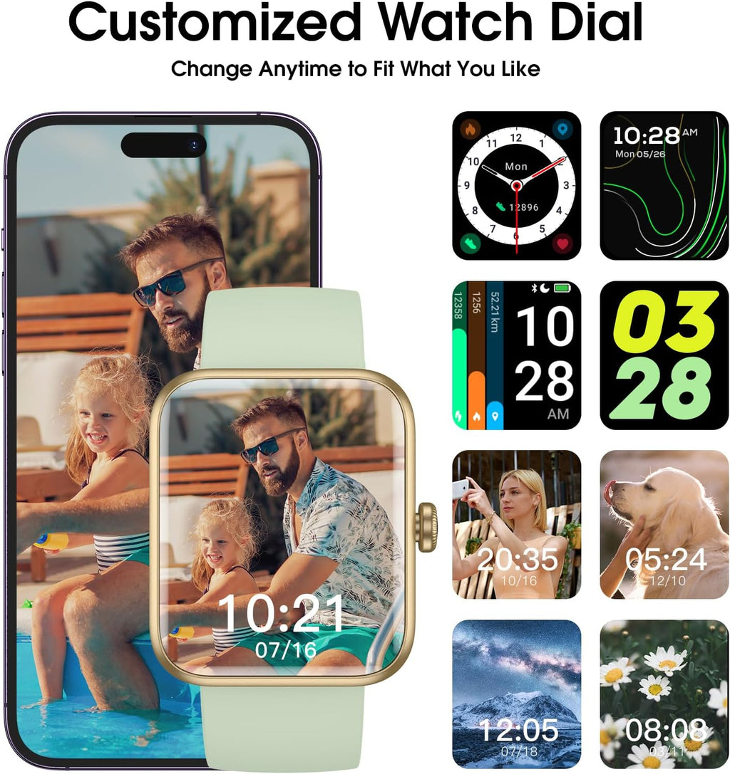 Smart Watch, Fitness Tracker with Touchscreen, Heart Rate Monitor, Blood Oxygen, Sleep Tracking Fitness Watch 5ATM Waterproof Smartwatch for Women Men Pedometer Step Calories for Android iOS