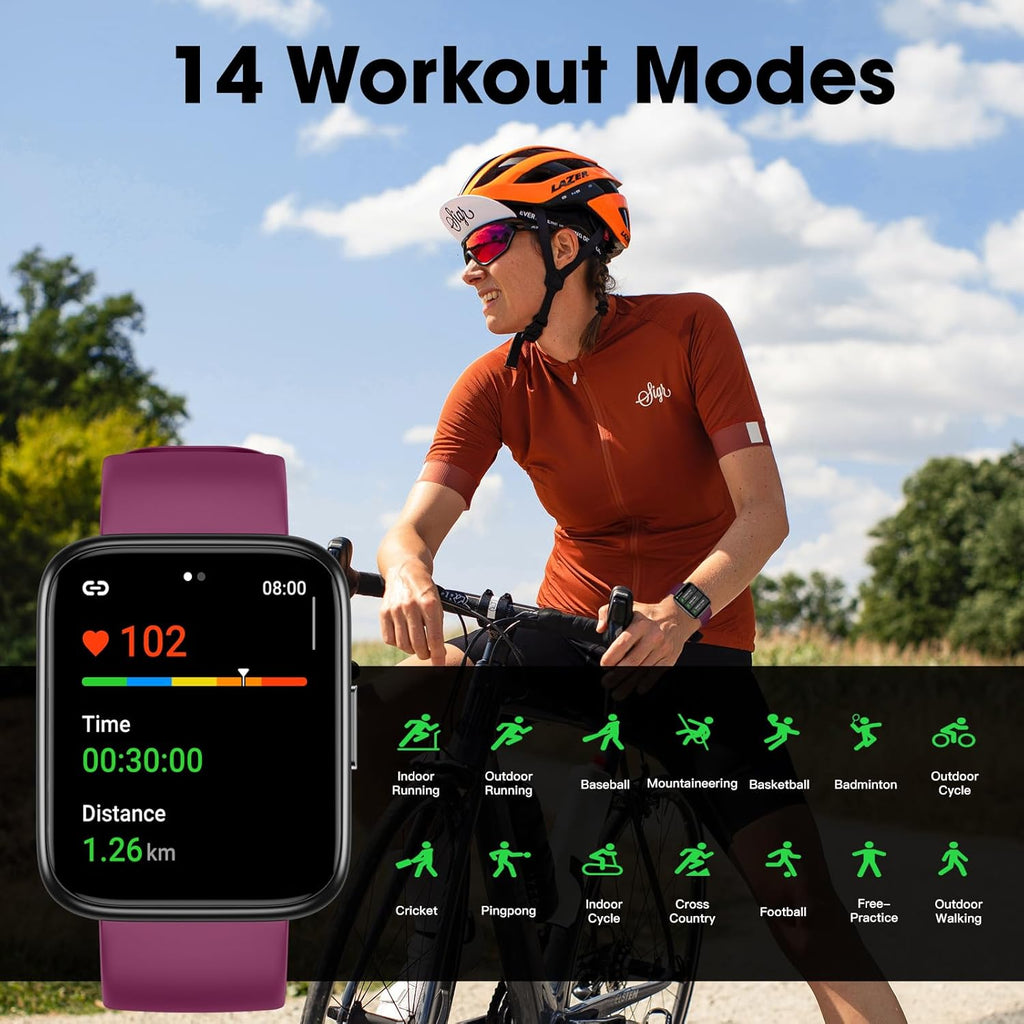 Smart Watch, Fitness Tracker with Touchscreen, Heart Rate Monitor, Blood Oxygen, Sleep Tracking Fitness Watch 5ATM Waterproof Smartwatch for Women Men Pedometer Step Calories for Android iOS