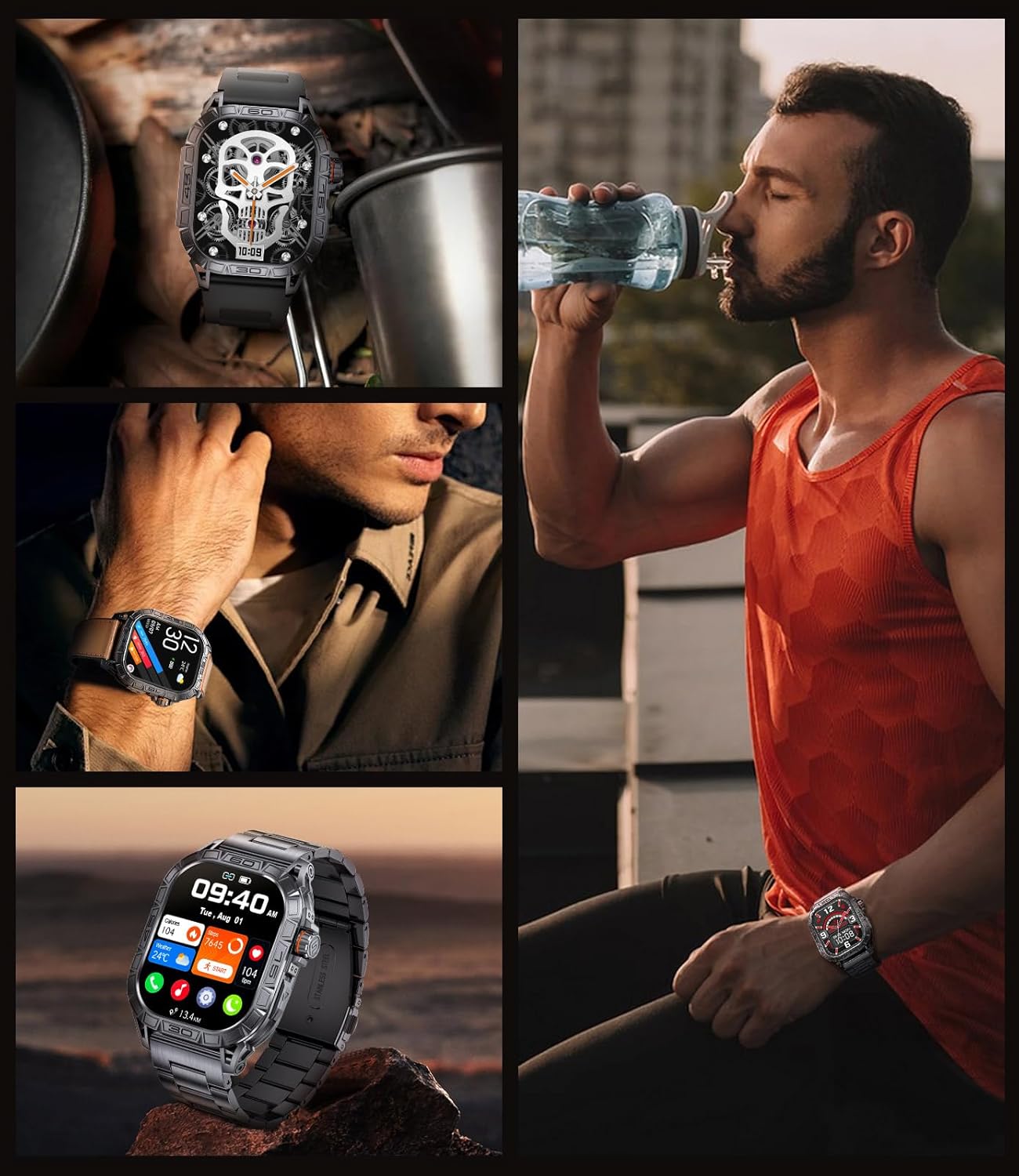 LIGE Military Smart Watch for Men(Call Receive/Dial) with 3 Straps,1.96"HD Big AMOLED Rugged Smartwatch for iPhone/Android Phone,Upgraded Fitness Tracker 5ATM Waterproof/Heart Rate/Sleep Monitor,Black