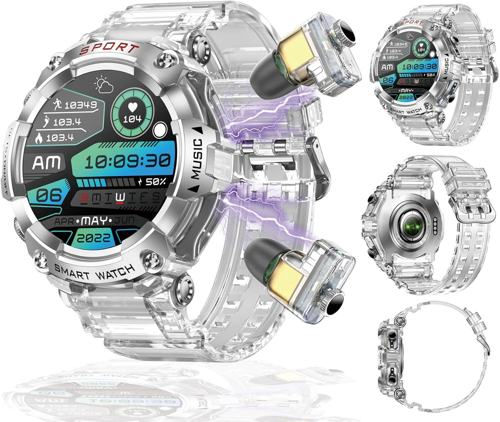 Smart Watch with Earbuds,1.52" HD Touch Screen Headset Sports Smartwatch with Earbuds for Man Women,Bluetooth Fitness Tracker Smartwatch,Answer, Dial Calls, Listen to Music