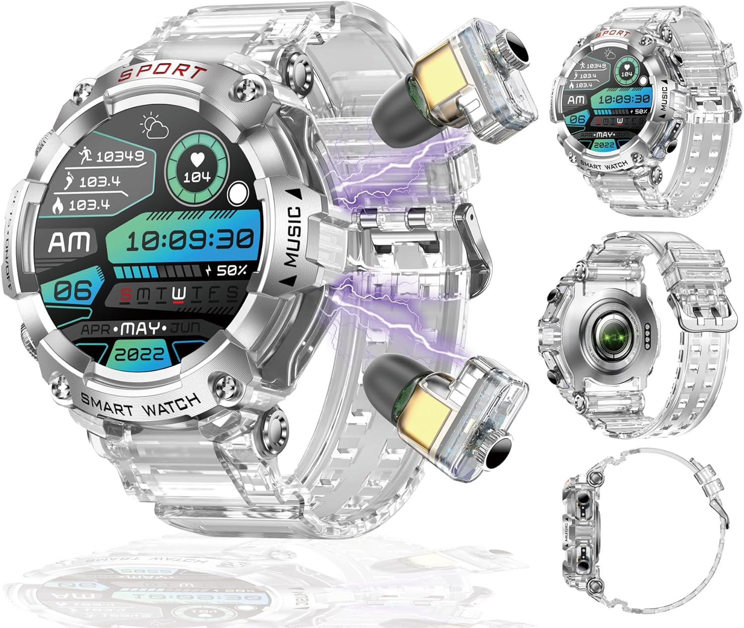 Smart Watch with Earbuds,1.52" HD Touch Screen Headset Sports Smartwatch with Earbuds for Man Women,Bluetooth Fitness Tracker Smartwatch,Answer, Dial Calls, Listen to Music