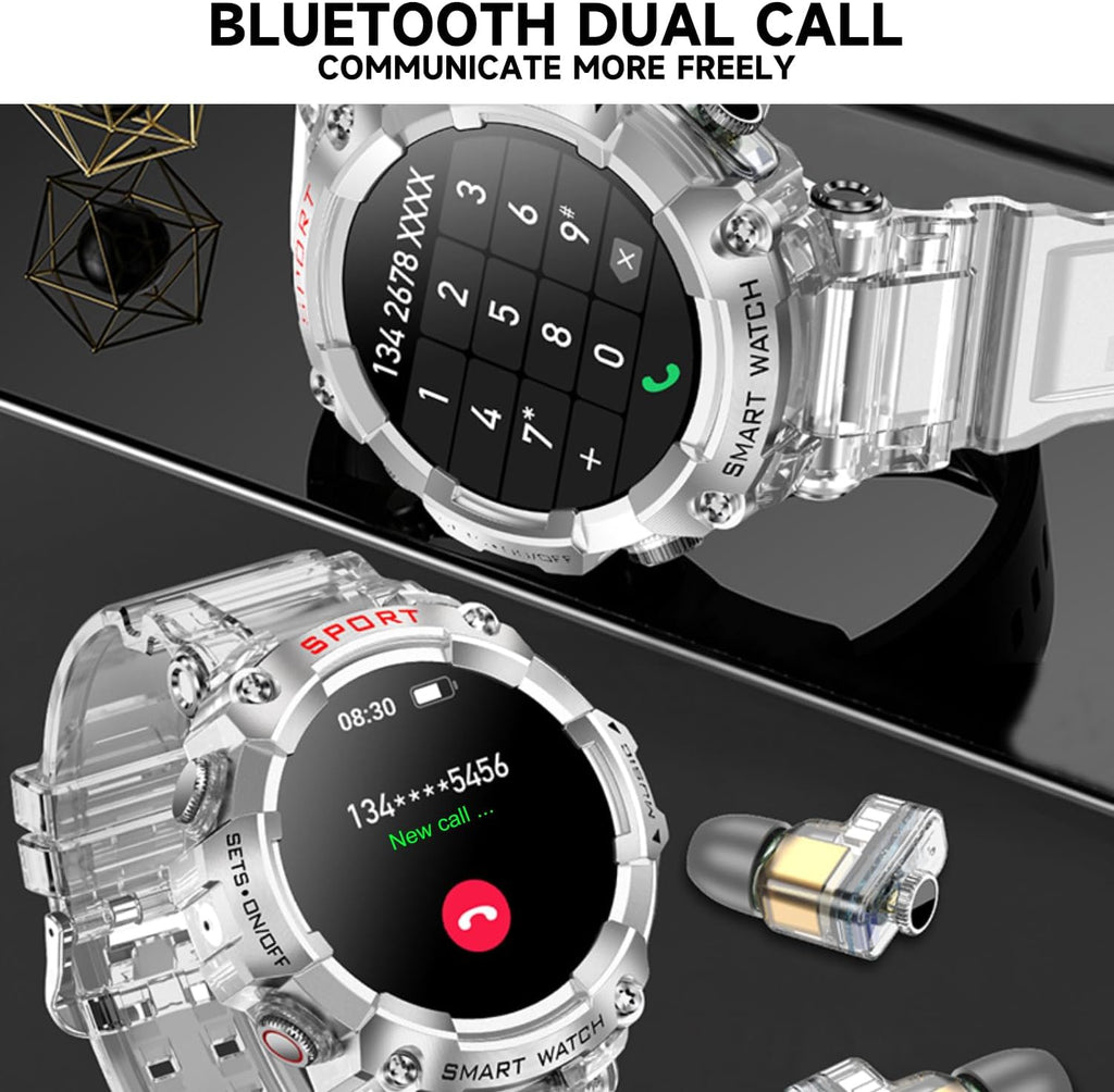 Smart Watch with Earbuds,1.52" HD Touch Screen Headset Sports Smartwatch with Earbuds for Man Women,Bluetooth Fitness Tracker Smartwatch,Answer, Dial Calls, Listen to Music