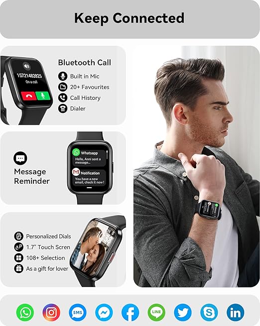 Smart Watch for Men Women(Answer/Make Call), Alexa Built-in,Fitness with Heart Rate SpO2 Sleep Monitor 100 Sports 5ATM Waterproof Activity Trackers and Smartwatches iOS&Android Phones