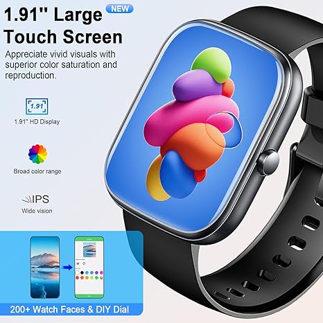 Smart Watch for Men Women (Answer/Make Call), 2024 HD 1.91"Smartwatch Fitness Activity Tracker, 110+ Sports IP68 Waterproof, Heart Rate/Sleep Monitor/Pedometer/Calories, Fitness Watch for Android iOS Visit the uaue Store