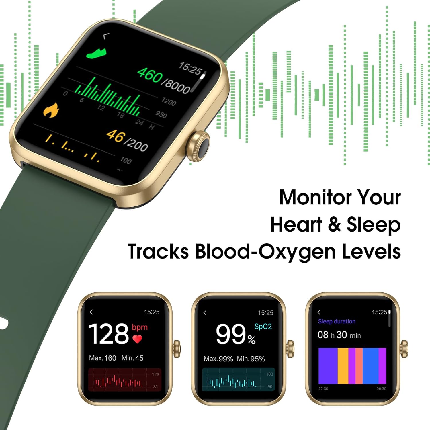 Smart Watch, Fitness Tracker with Touchscreen, Heart Rate Monitor, Blood Oxygen, Sleep Tracking Fitness Watch 5ATM Waterproof Smartwatch for Women Men Pedometer Step Calories for Android iOS
