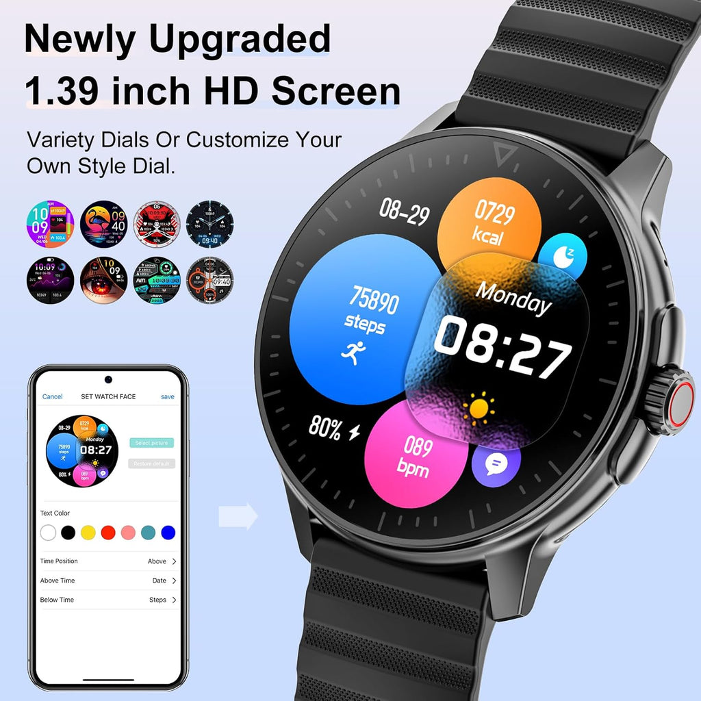 Smart Watch for Men Women Answer/Make Calls, 1.39''Touch Screen Fitness Tracker with 110+Sports Modes,Voice Assistant Fitness Watch,IP67 Waterproof Smartwatch for Android iOS