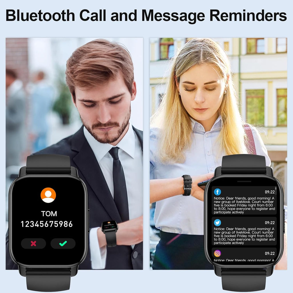 Smart Watch for Men/Women with Bluetooth Call/Message Reminder, 1.85" HD Fitness Watch with 112+ Sport Mode, Activity Tracker Heart Rate/Sleep/Spo2/Steps/Calories Monitor, Smartwatch for Android/iOS