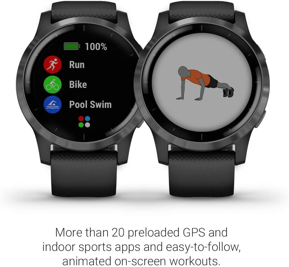 GPS Smartwatch, Features Music, Body Energy Monitoring, Animated Workouts, Pulse Ox Sensors and More, Black