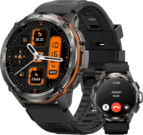 AMAZTIM GPS Smart Watch for Men, 6 Satellite Positioning, Compass, Stainless Steel Body, 50M Waterproof, 60 Days Extra-Long Battery, Answer/Make Call, 1.43" AMOLED Screen, Compatible for Android iOS