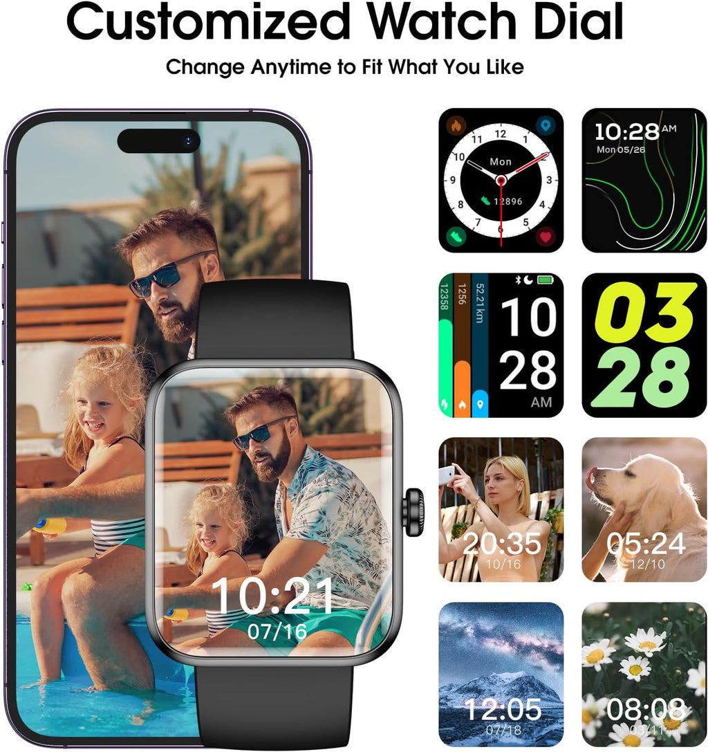 Smart Watch, Fitness Tracker with Touchscreen, Heart Rate Monitor, Blood Oxygen, Sleep Tracking Fitness Watch 5ATM Waterproof Smartwatch for Women Men Pedometer Step Calories for Android iOS